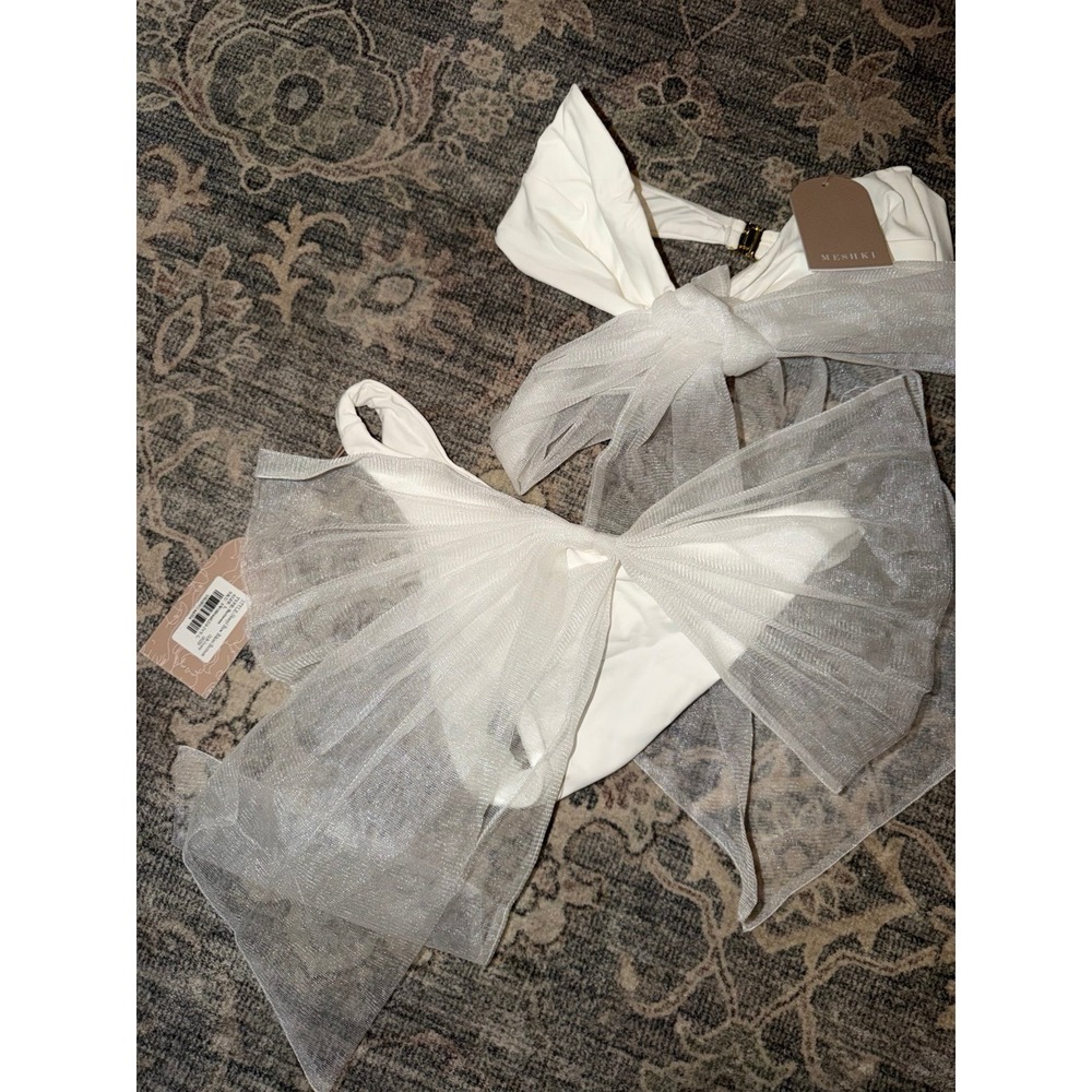 Meshki Bridal White Bikini Sheryl Bow Large - Picture 4 of 4